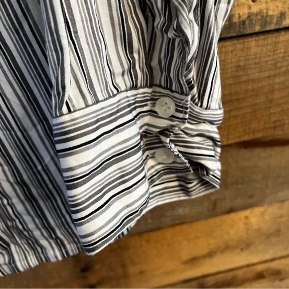 Lane Bryant Black and White Striped Button Down Shirt - Picture 6 of 11